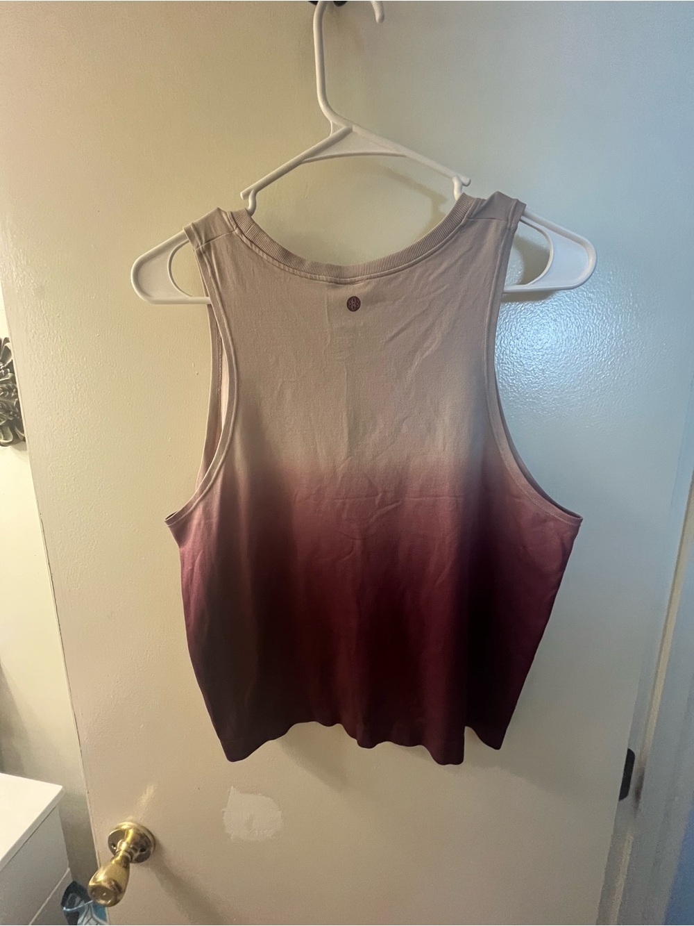 Women’s Ombré Muscle Tank Top - Taupe to Burgundy - Picture 4 of 6